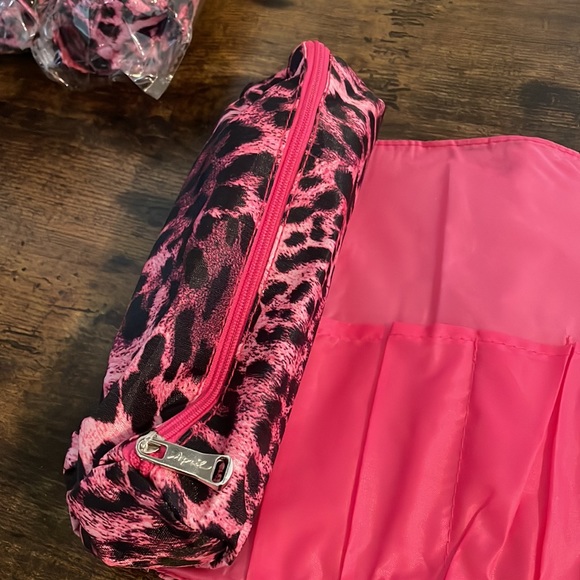 NEW Pink Zebra Print Cosmetic Brush Holder and Bag! CAN BE PERSONALIZED! - Picture 5 of 9
